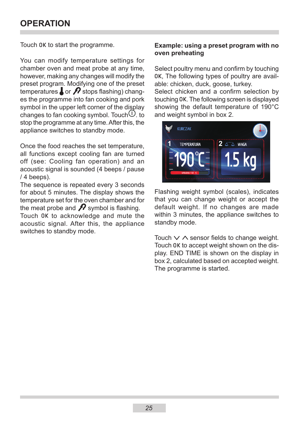 Operation | AMICA 1143.4TfYDX EN User Manual | Page 25 / 40