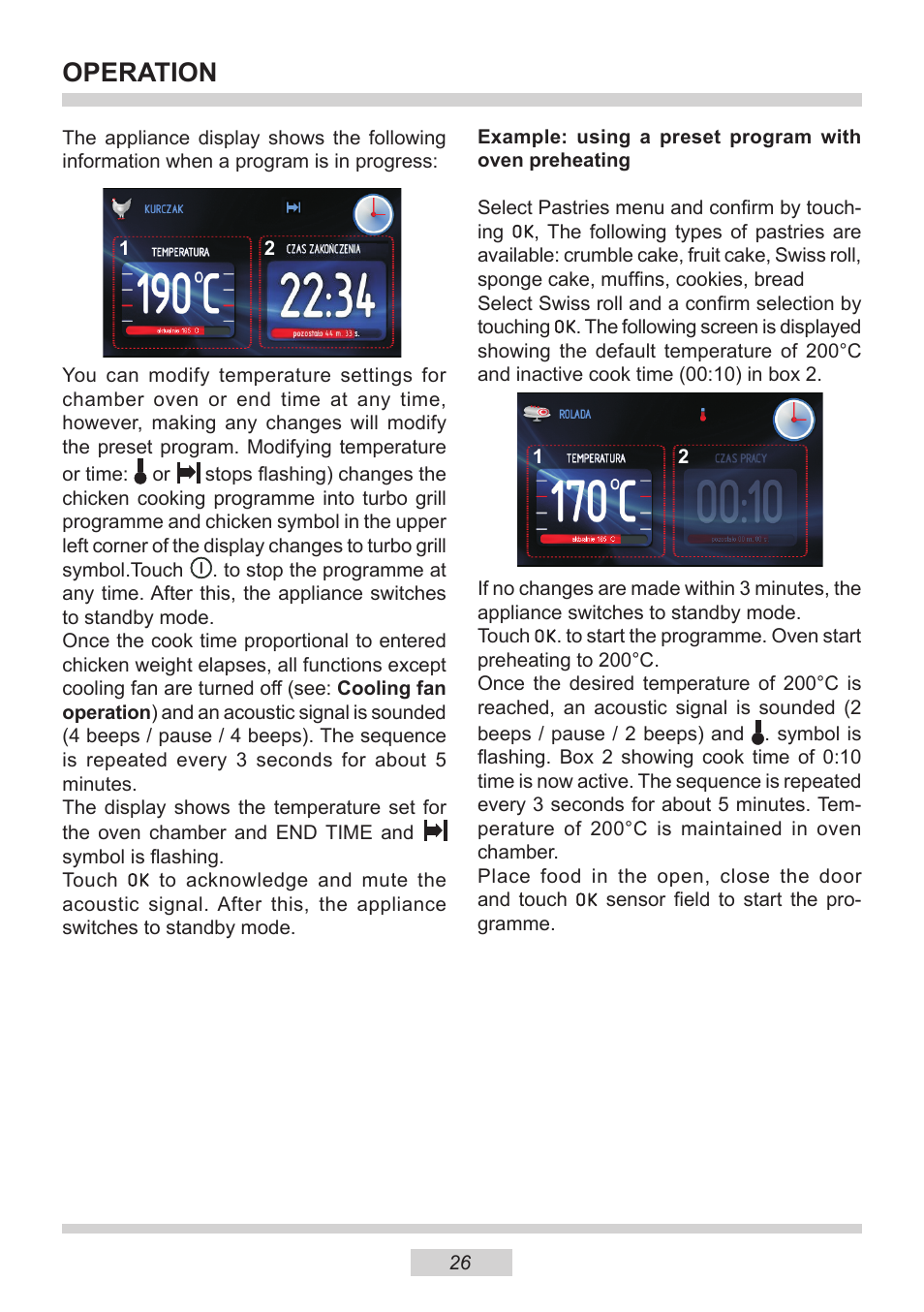 Operation | AMICA 1143.4TfYDX EN User Manual | Page 26 / 40