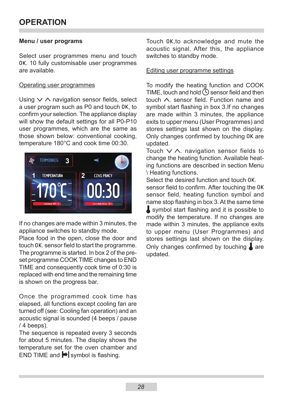 Operation | AMICA 1143.4TfYDX EN User Manual | Page 28 / 40