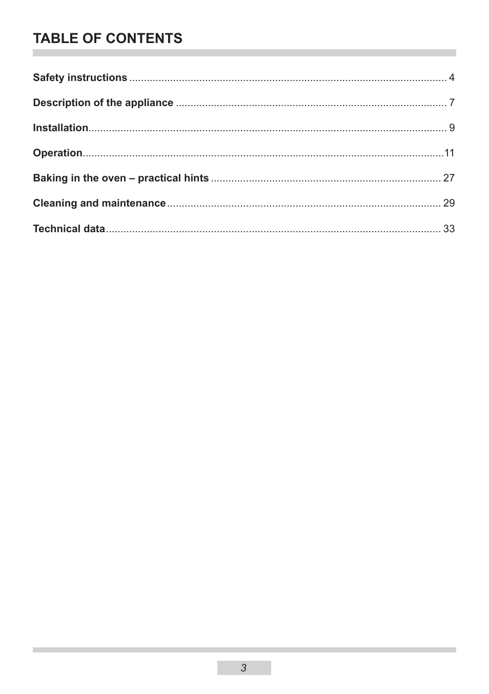 AMICA 1143.4TfYDX EN User Manual | Page 3 / 40