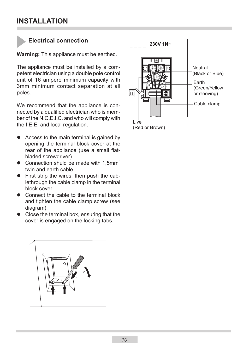 Installation | AMICA 1143.4TsYDX EN User Manual | Page 10 / 28