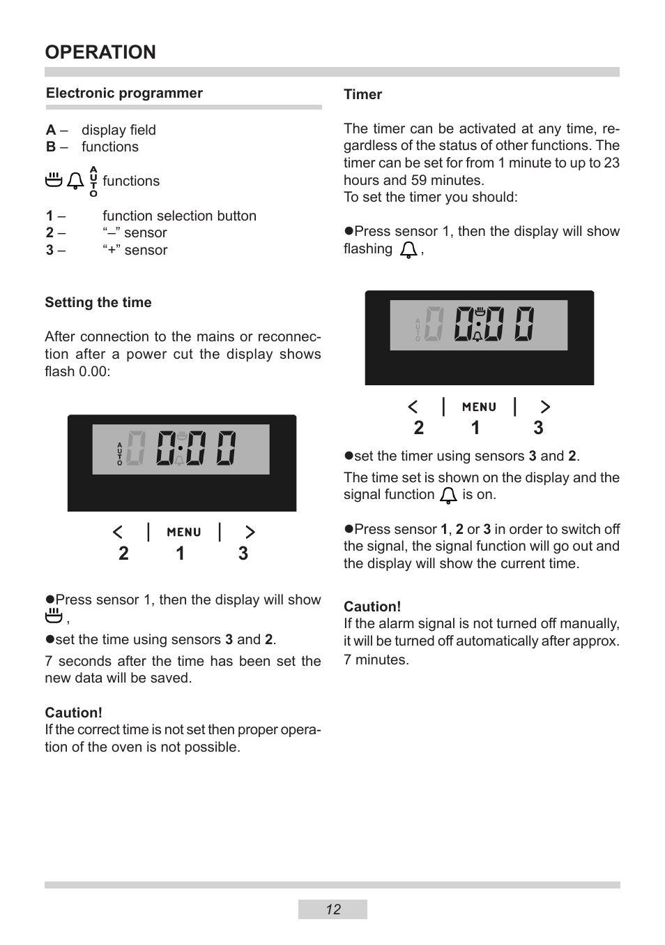 Operation | AMICA 1143.4TsYDX EN User Manual | Page 12 / 28