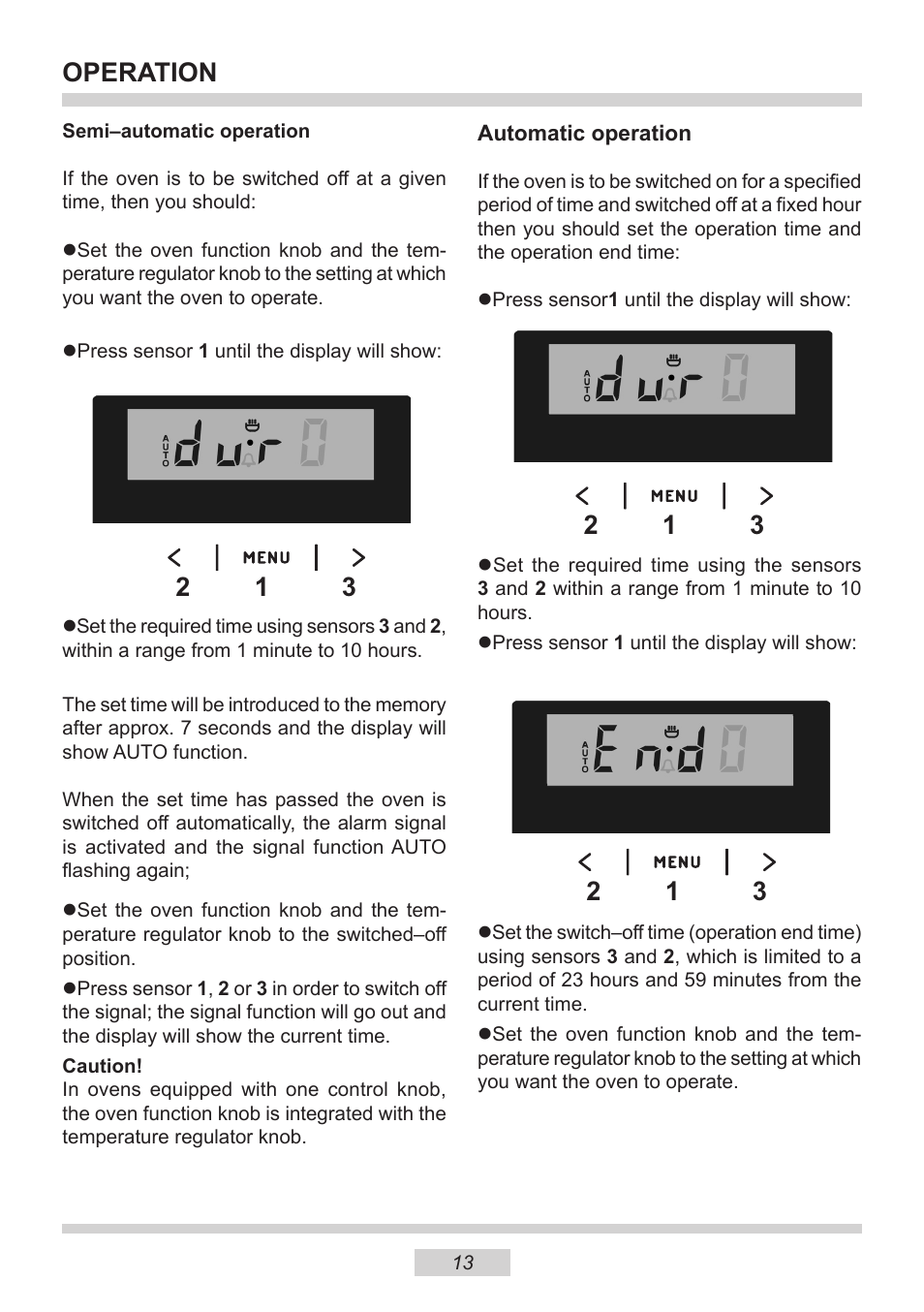 Operation | AMICA 1143.4TsYDX EN User Manual | Page 13 / 28