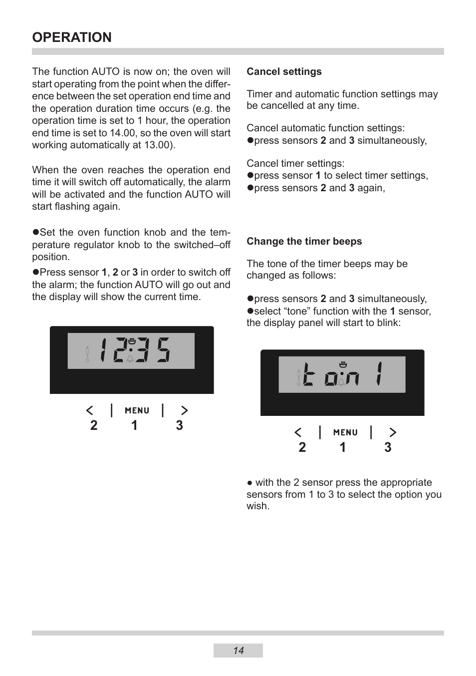 Operation | AMICA 1143.4TsYDX EN User Manual | Page 14 / 28