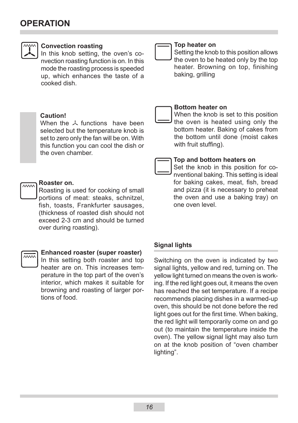 Operation | AMICA 1143.4TsYDX EN User Manual | Page 16 / 28