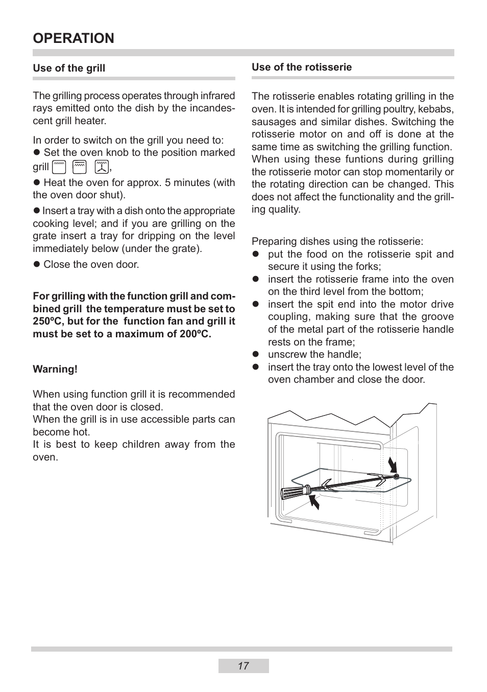 Operation | AMICA 1143.4TsYDX EN User Manual | Page 17 / 28
