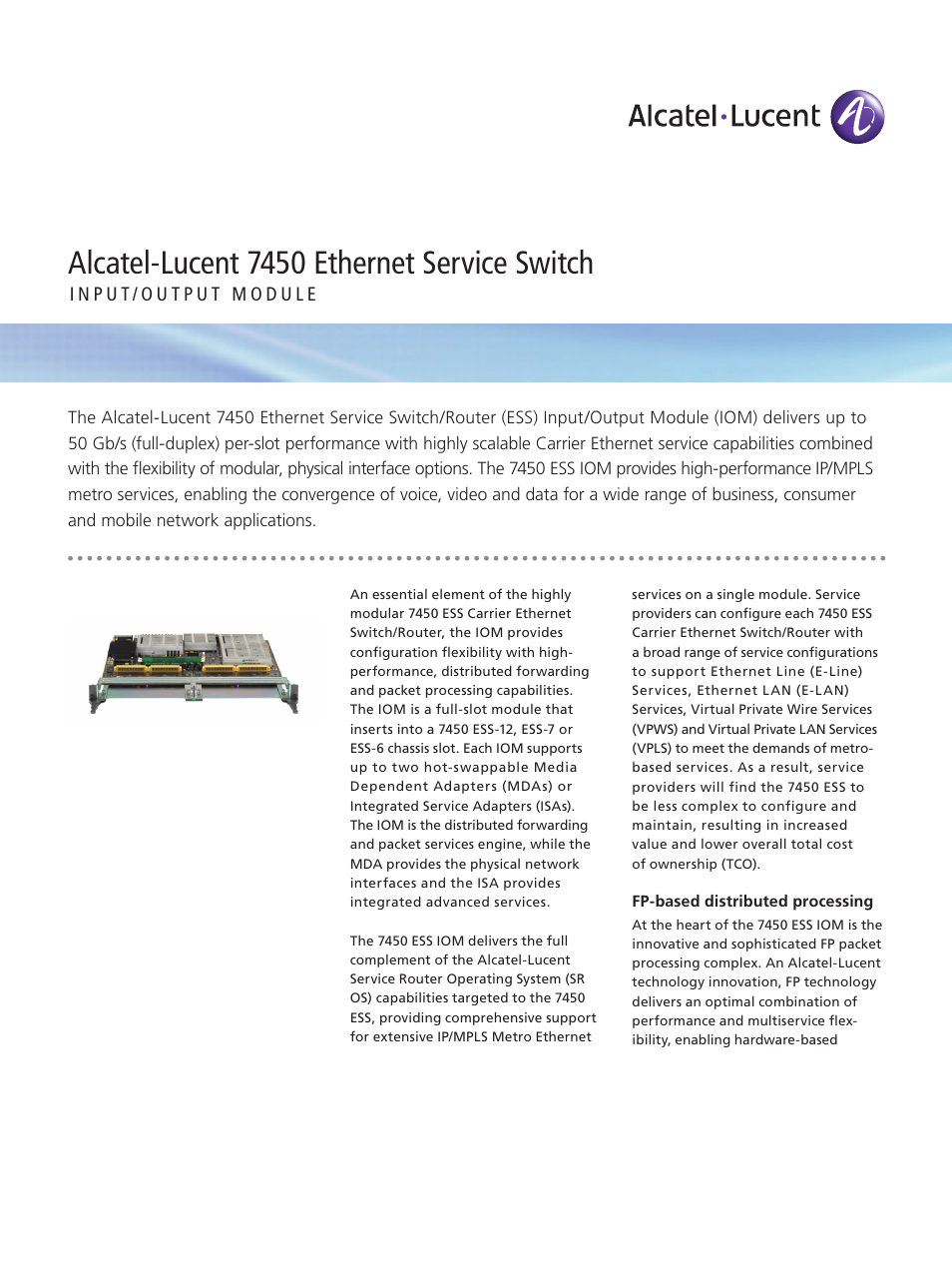 Alcatel-Lucent 7450 User Manual | 6 pages