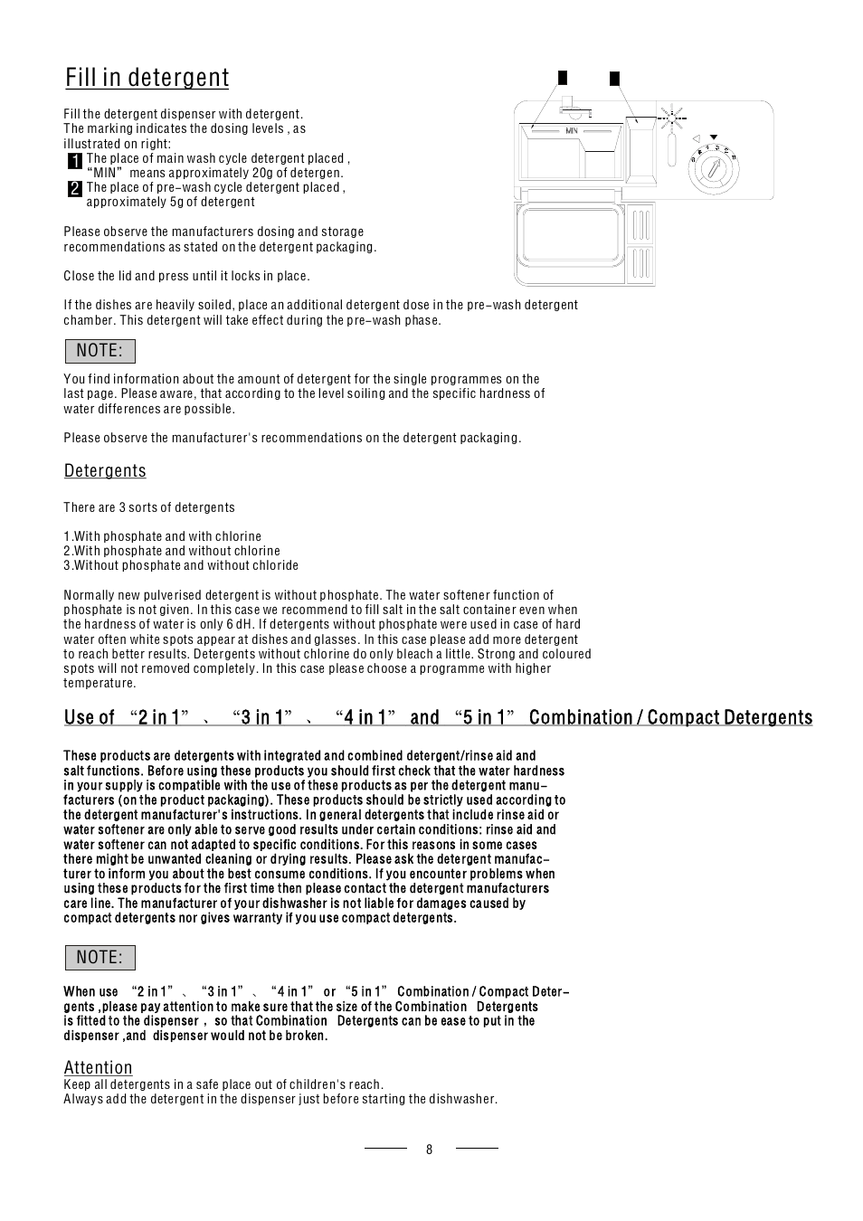 Fill in detergent | AMICA ZWM 616 W EN User Manual | Page 10 / 26