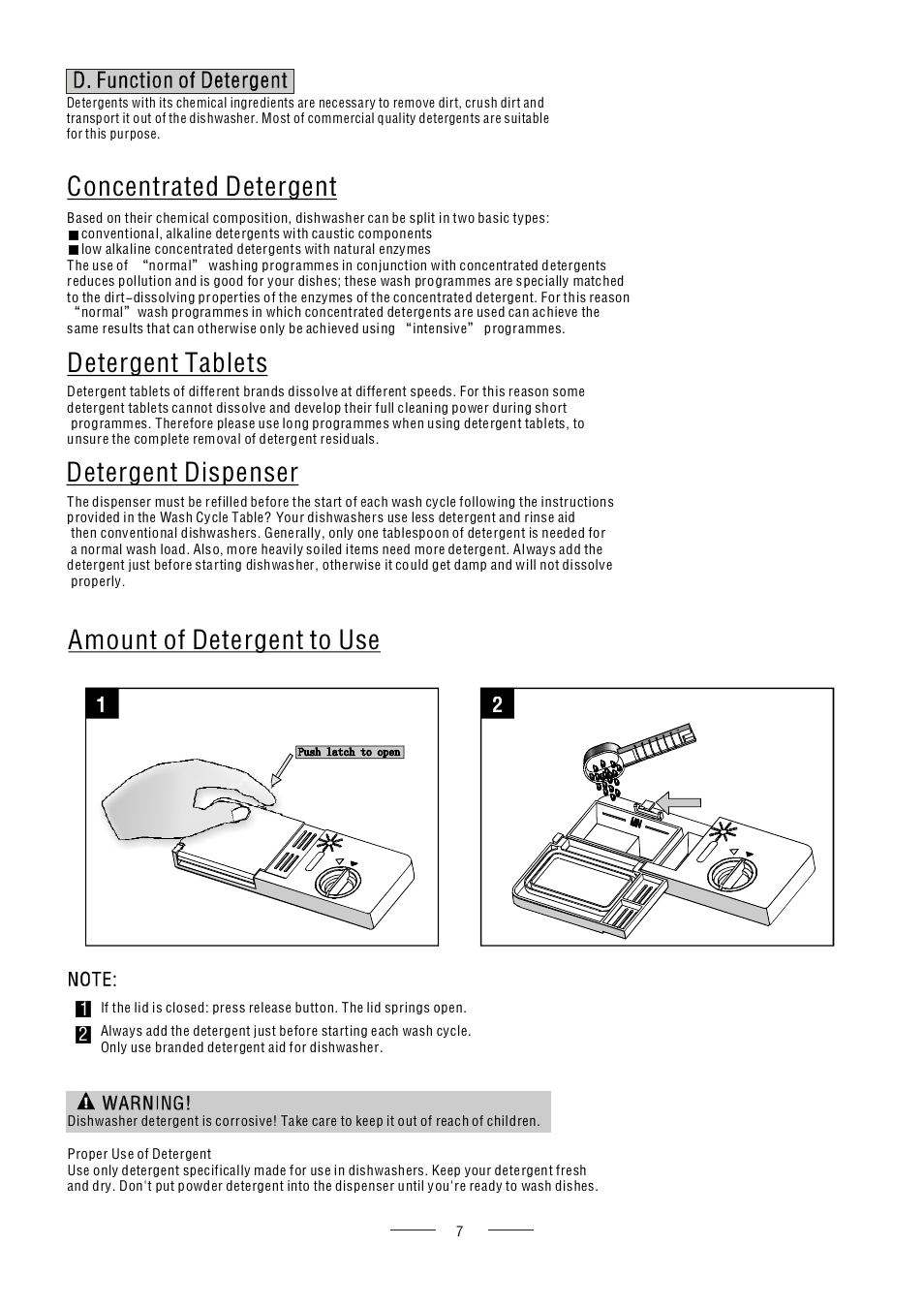 Amount of detergent to use | AMICA ZWM416W EN User Manual | Page 9 / 26