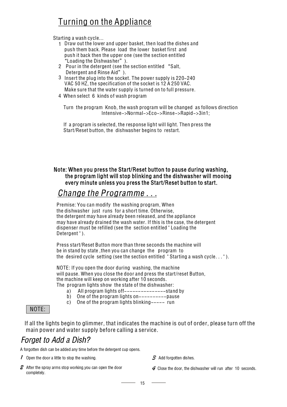Turning on the appliance | AMICA ZZM616W EN User Manual | Page 17 / 29