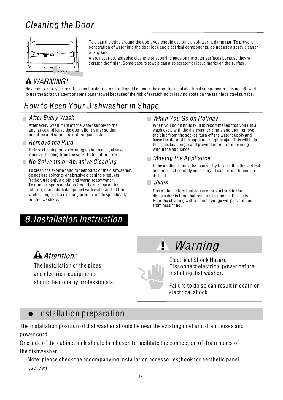 Installation preparation | AMICA ZZM616W EN User Manual | Page 20 / 29