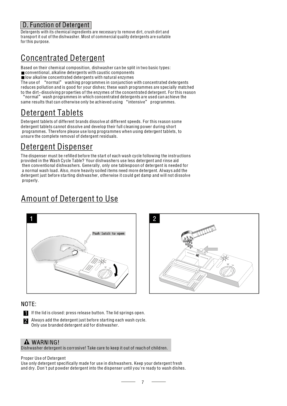 Amount of detergent to use | AMICA ZZM616W EN User Manual | Page 9 / 29