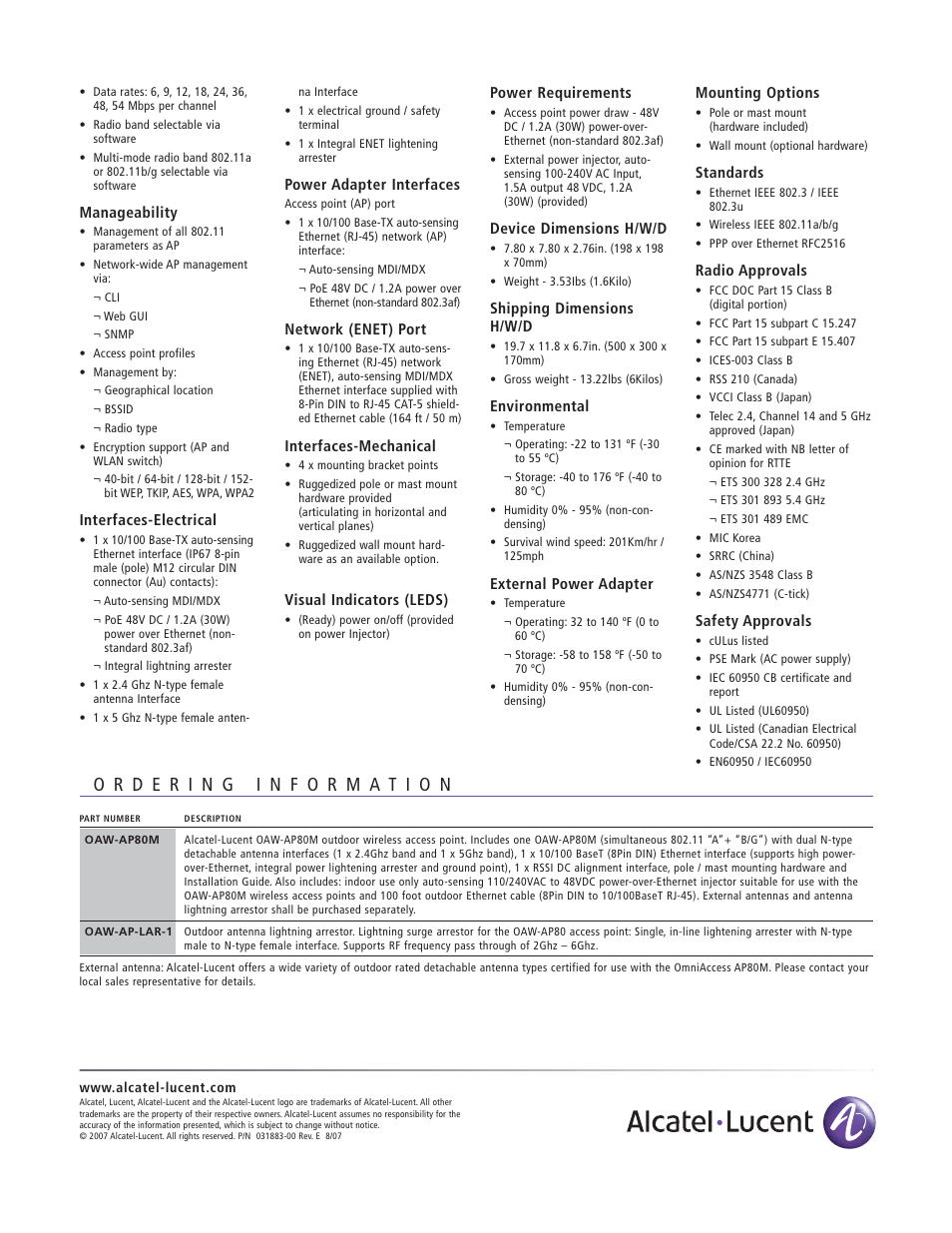 Alcatel-Lucent OmniAccess AP80 User Manual | Page 2 / 2