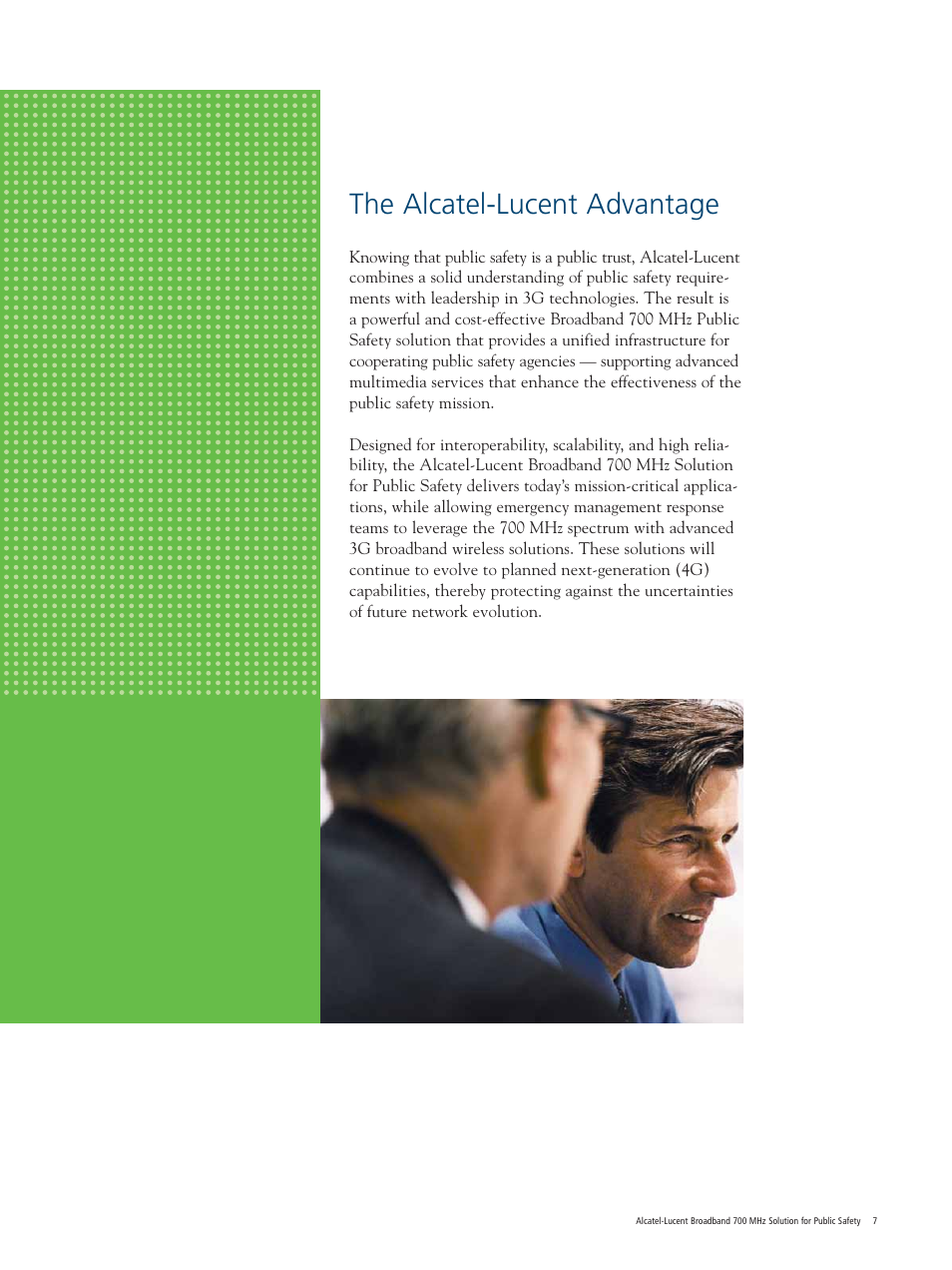 The alcatel-lucent advantage | Alcatel-Lucent 700 MHz User Manual | Page 7 / 8