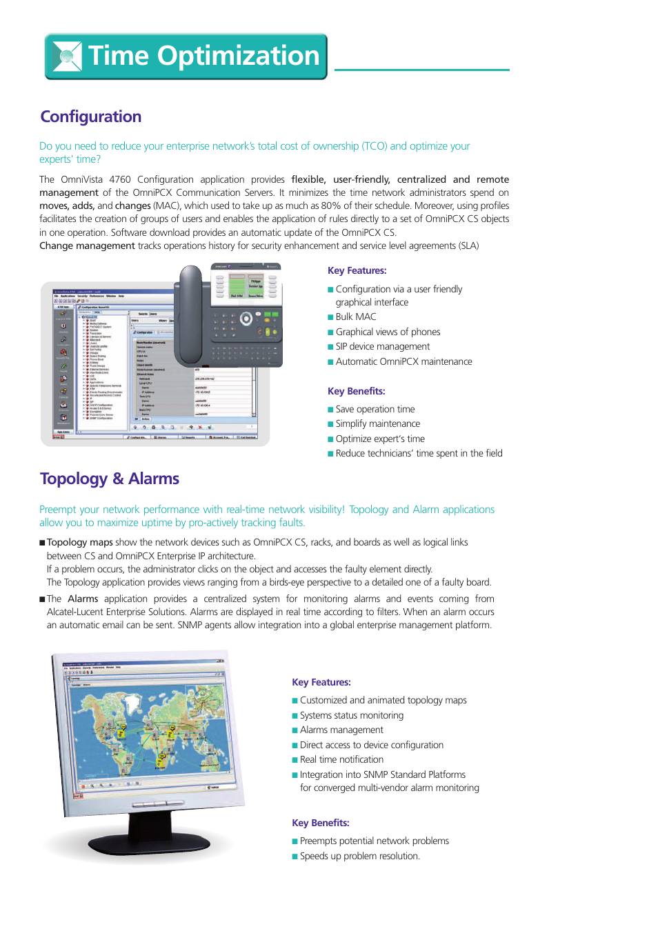 Time optimization, Topology & alarms, Configuration | Alcatel-Lucent OmniVista 4760 User Manual | Page 6 / 11