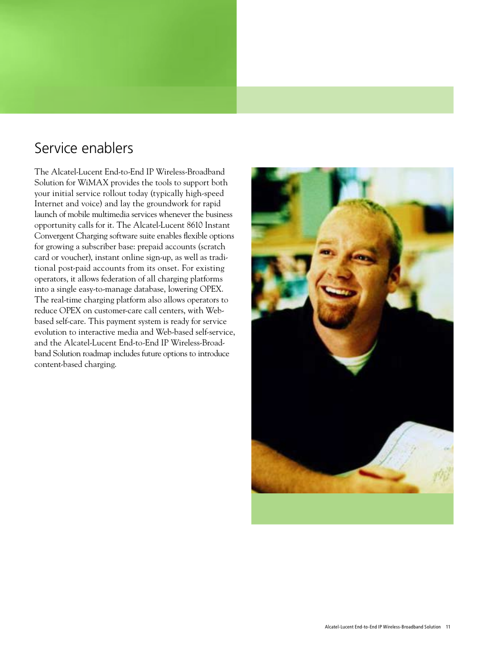 Service enablers | Alcatel-Lucent Wireless Broadband User Manual | Page 11 / 16