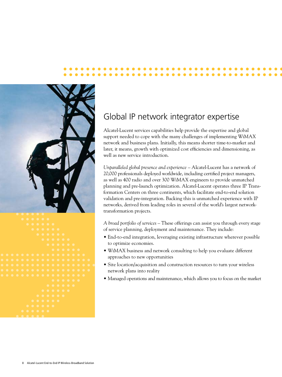 Global ip network integrator expertise | Alcatel-Lucent Wireless Broadband User Manual | Page 8 / 16