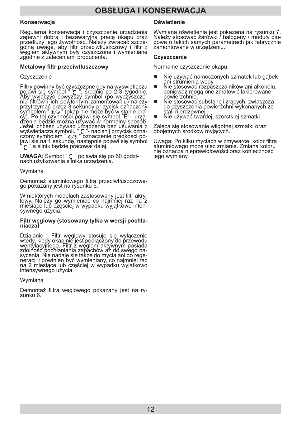 Obsługa i konserwacja | AMICA KH 17212 E DE User Manual | Page 12 / 42