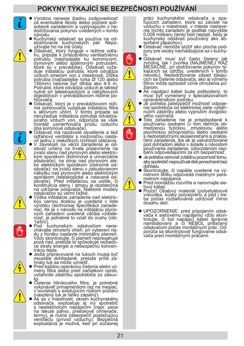 Pokyny týkající se bezpečnosti používání | AMICA KH 17212 E DE User Manual | Page 21 / 42