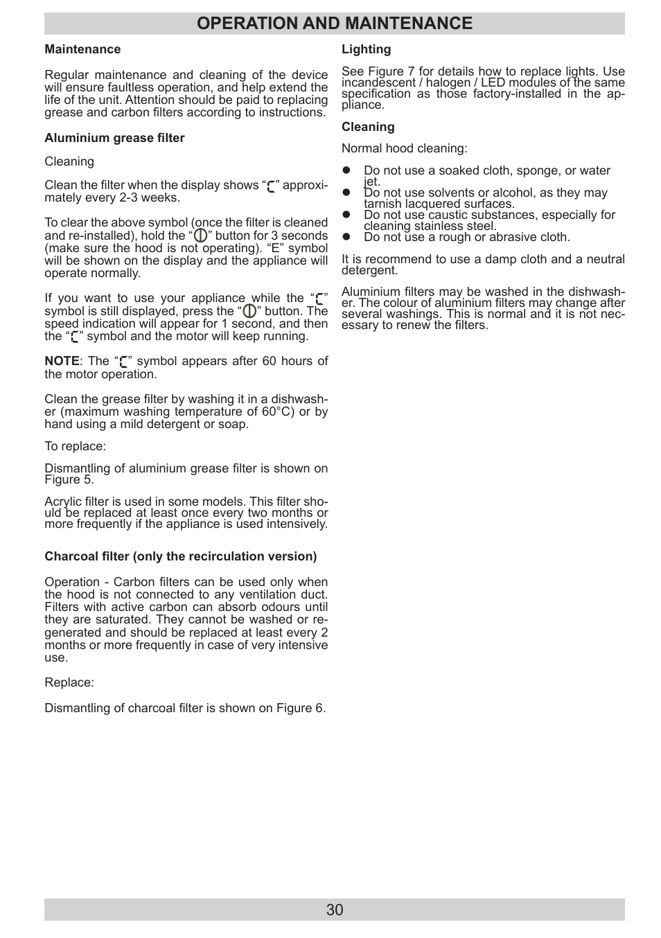 Operation and maintenance | AMICA KH 17212 E DE User Manual | Page 30 / 42