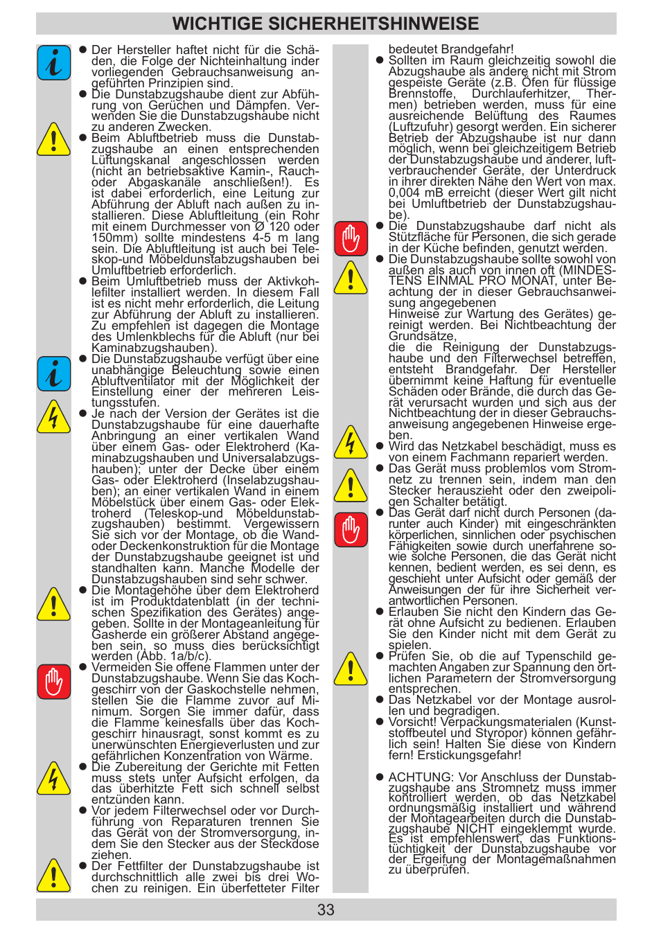 Wichtige sicherheitshinweise | AMICA KH 17212 E DE User Manual | Page 33 / 42
