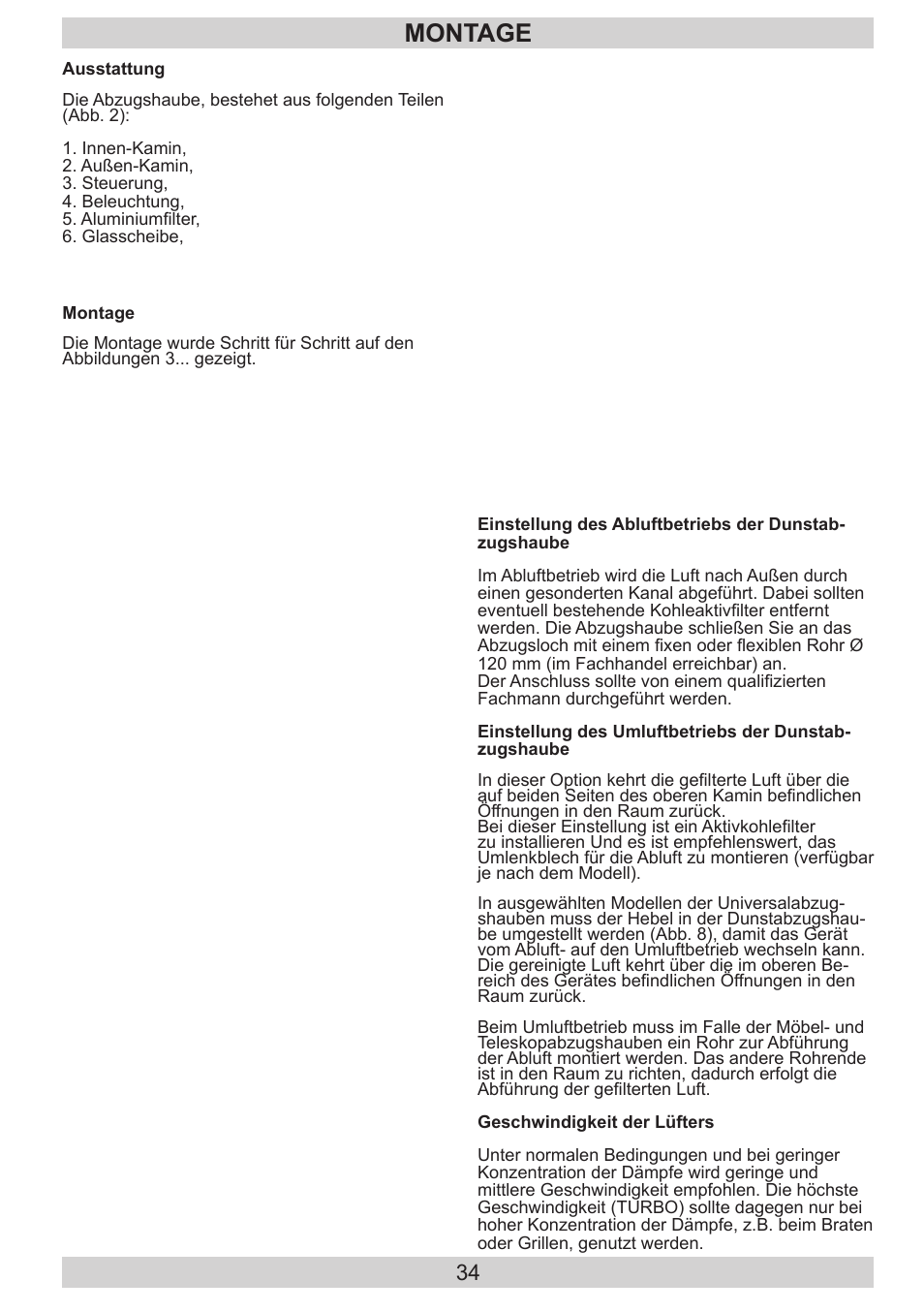 Montage | AMICA KH 17212 E DE User Manual | Page 34 / 42