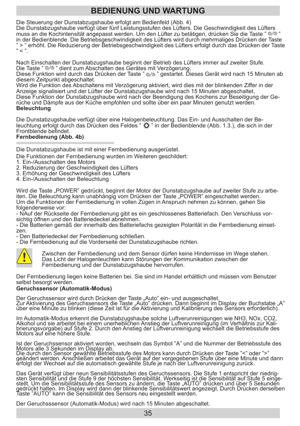 Bedienung und wartung | AMICA KH 17212 E DE User Manual | Page 35 / 42
