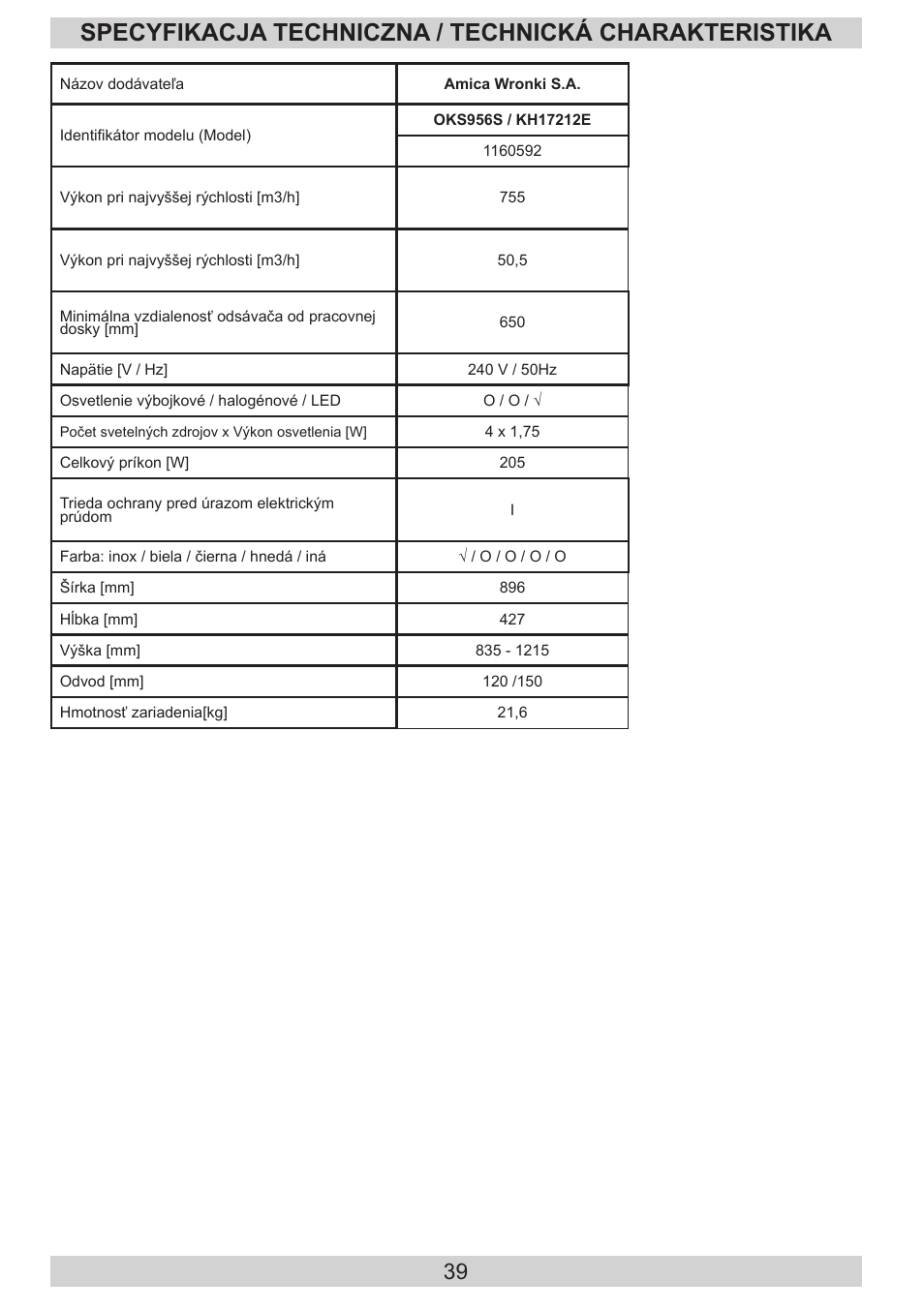 AMICA KH 17212 E DE User Manual | Page 39 / 42