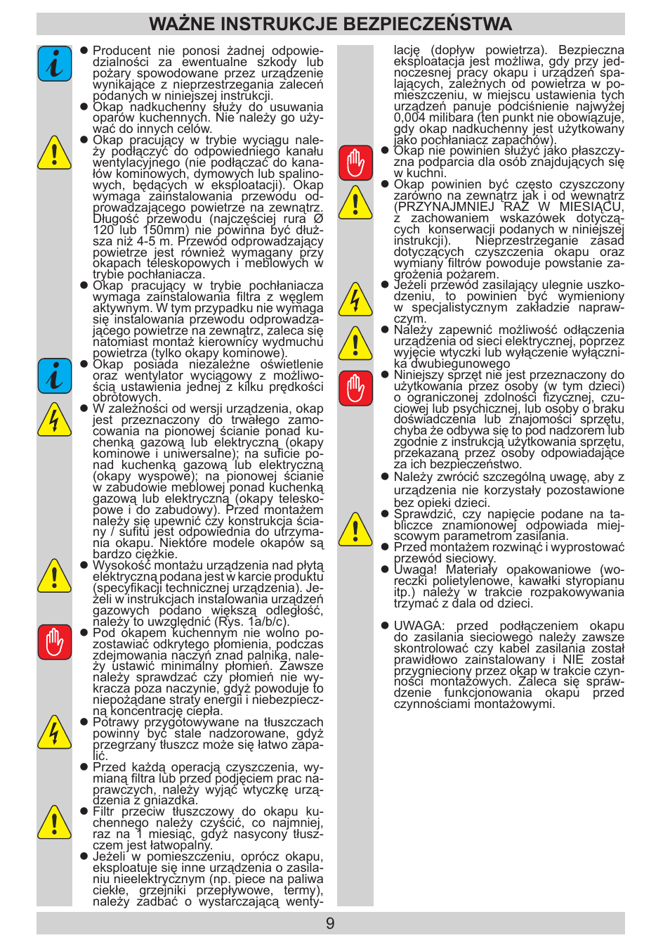 Ważne instrukcje bezpieczeństwa | AMICA KH 17212 E DE User Manual | Page 9 / 42