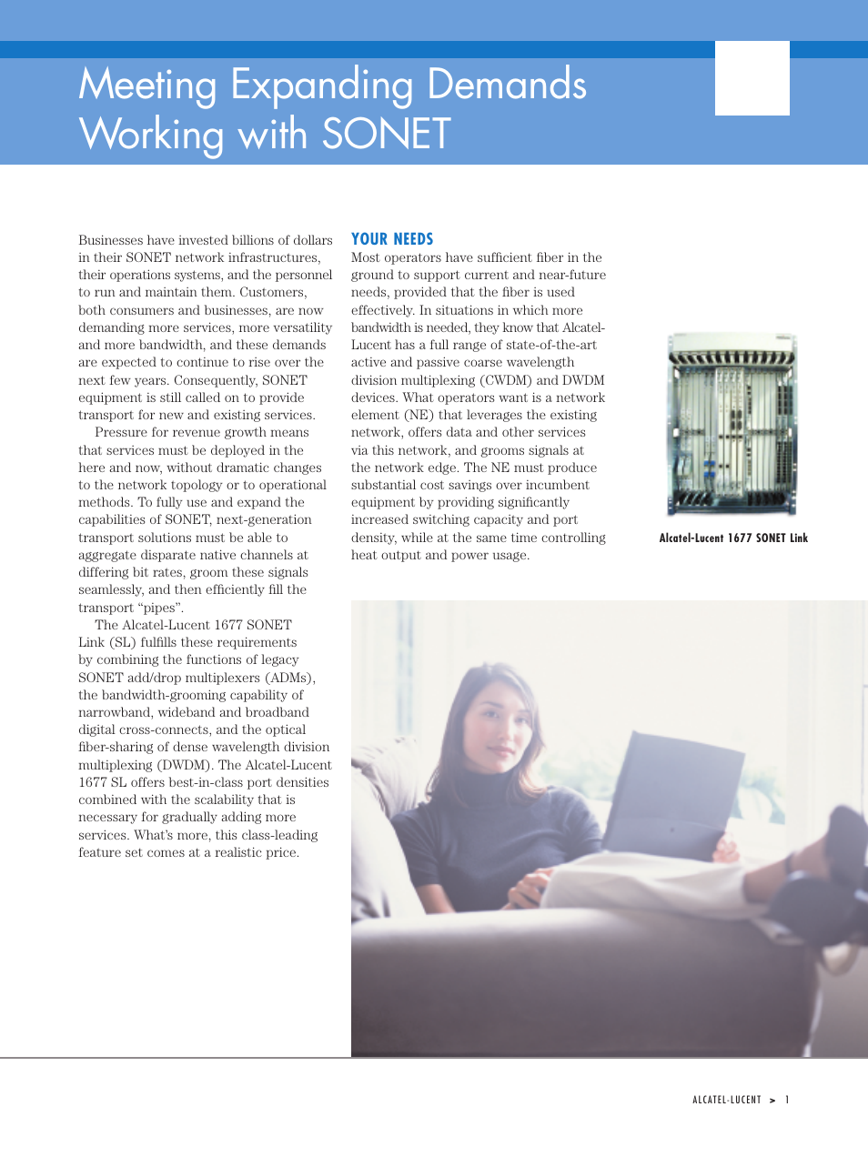 Meeting expanding demands working with sonet | Alcatel-Lucent 1677 User Manual | Page 3 / 8