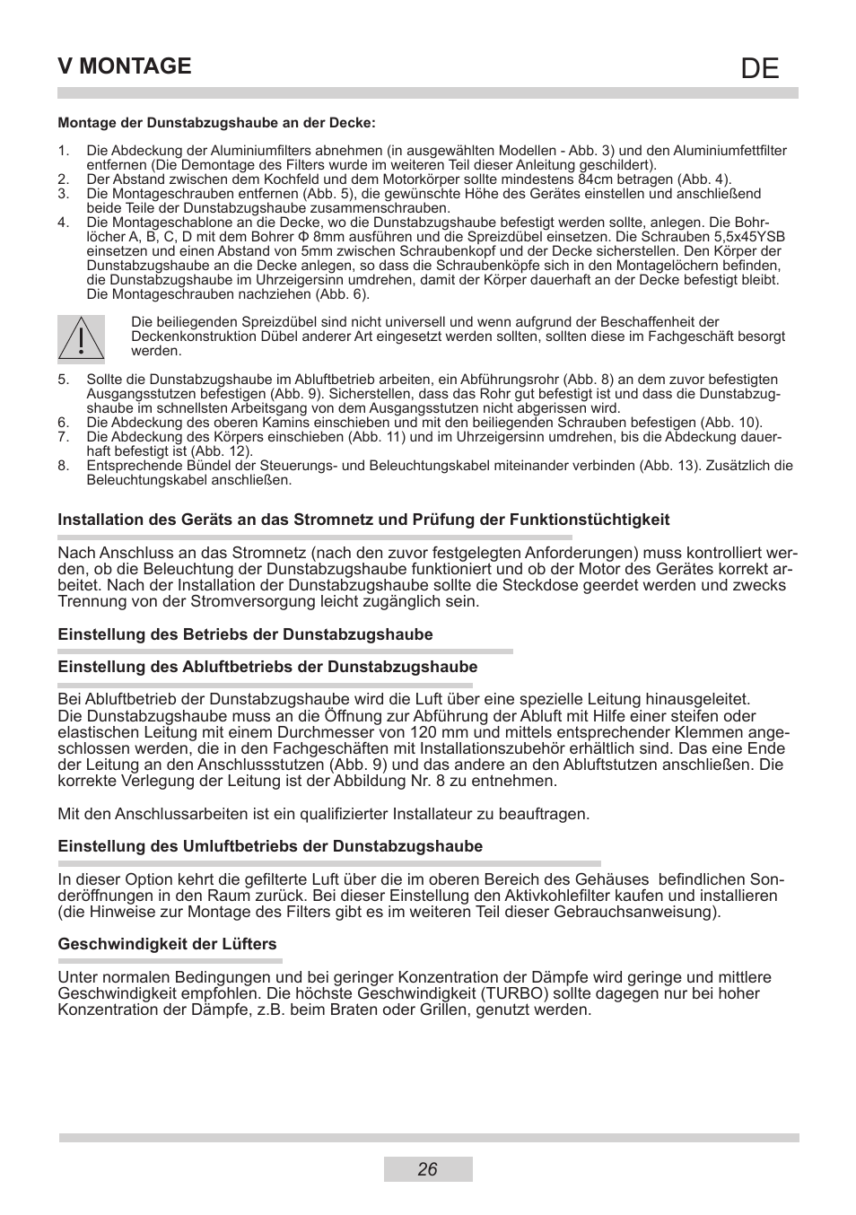 V montage | AMICA IH 17200 E DE User Manual | Page 26 / 36