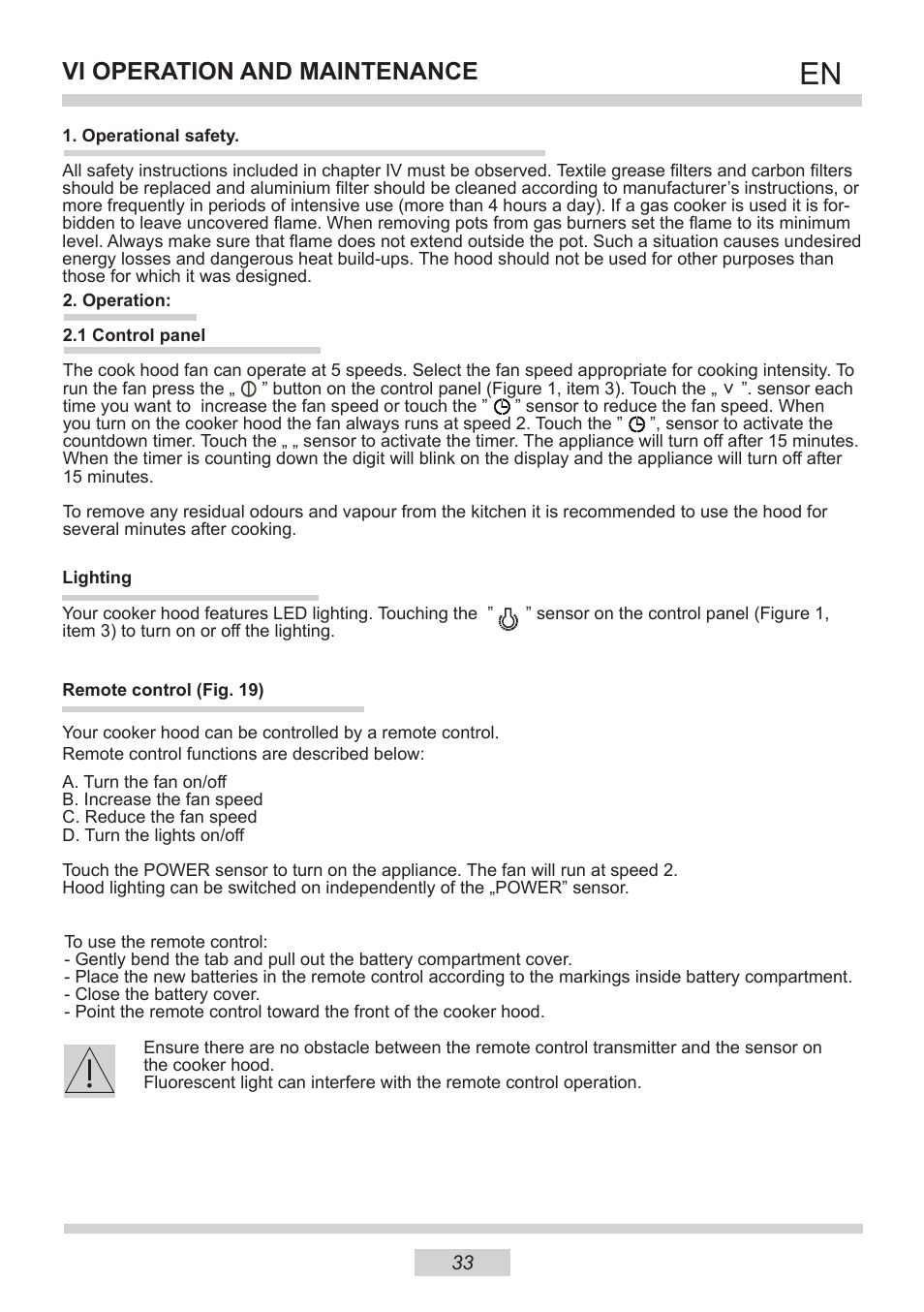 Vi operation and maintenance | AMICA IH 17200 E DE User Manual | Page 33 / 36