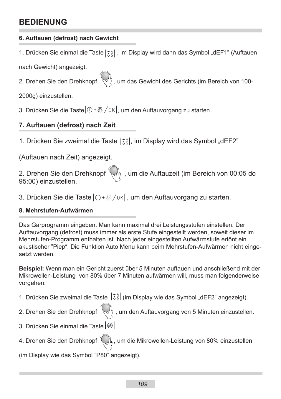 Bedienung | AMICA EMW 13180 E DE User Manual | Page 109 / 116