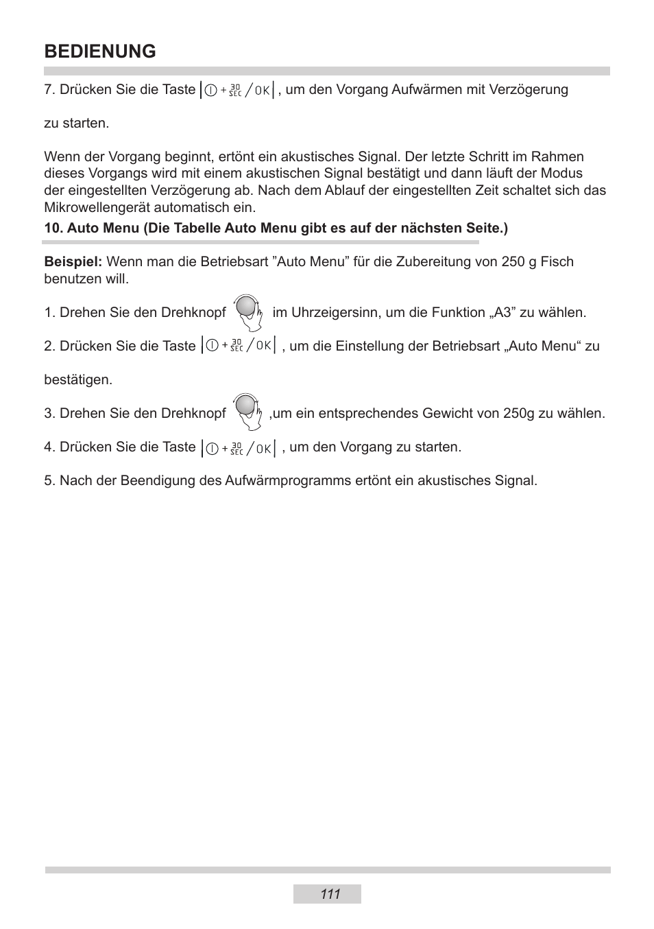 Bedienung | AMICA EMW 13180 E DE User Manual | Page 111 / 116