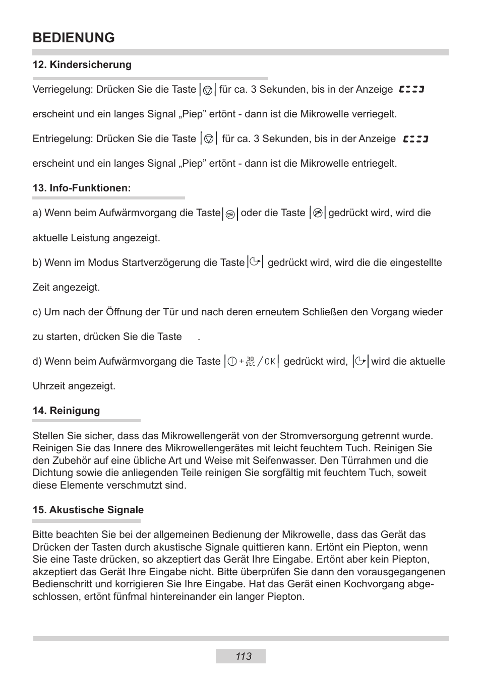 Bedienung | AMICA EMW 13180 E DE User Manual | Page 113 / 116