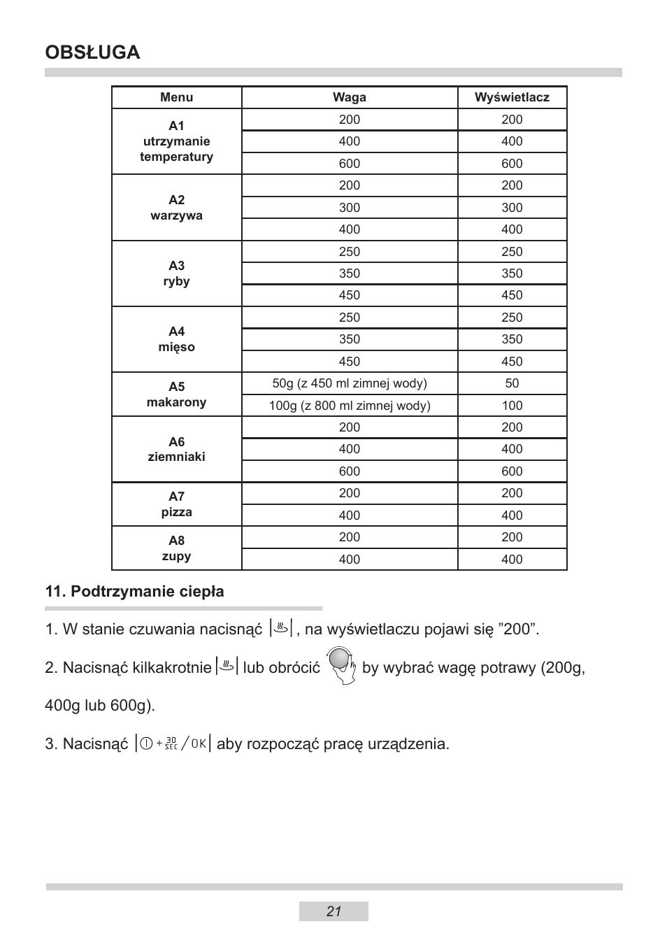 Obsługa | AMICA EMW 13180 E DE User Manual | Page 21 / 116