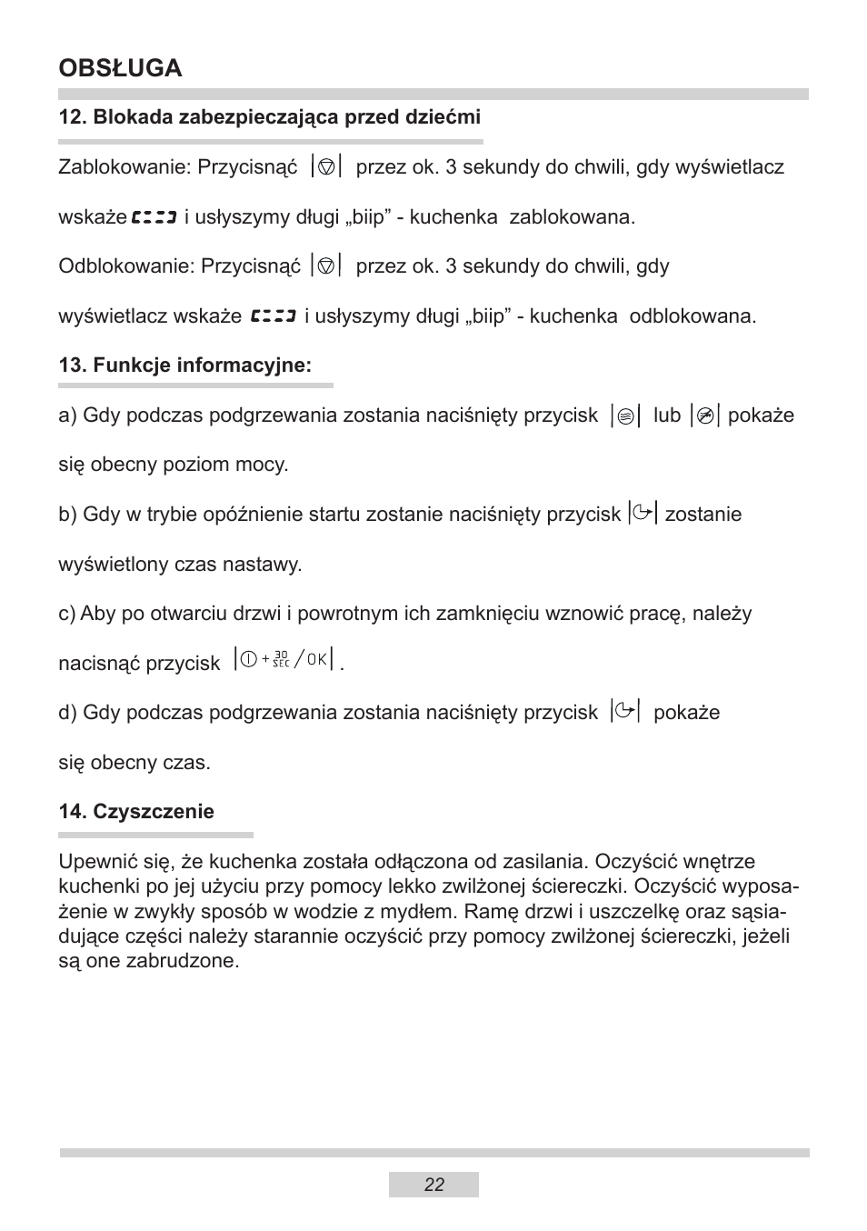 Obsługa | AMICA EMW 13180 E DE User Manual | Page 22 / 116