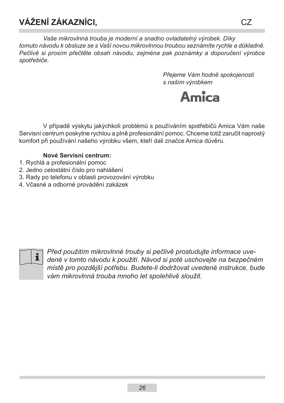 Vážení zákazníci | AMICA EMW 13180 E DE User Manual | Page 26 / 116