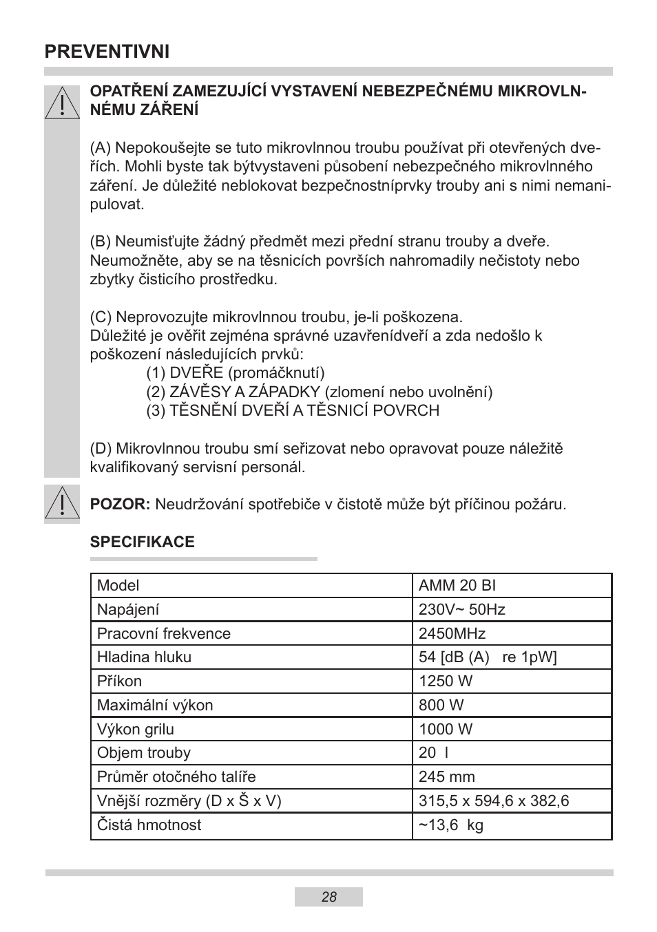 Preventivni | AMICA EMW 13180 E DE User Manual | Page 28 / 116