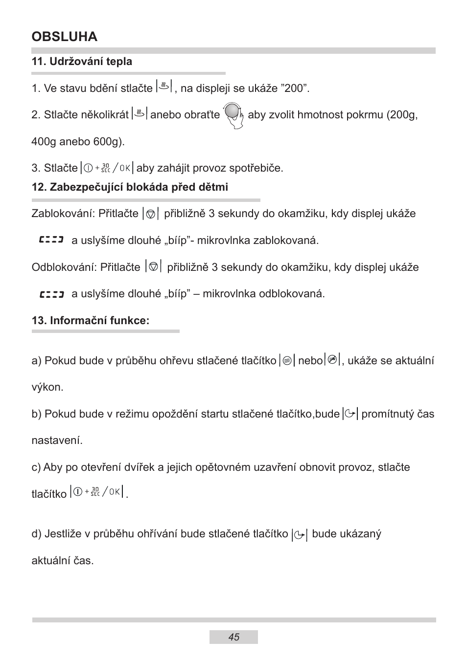 Obsluha | AMICA EMW 13180 E DE User Manual | Page 45 / 116