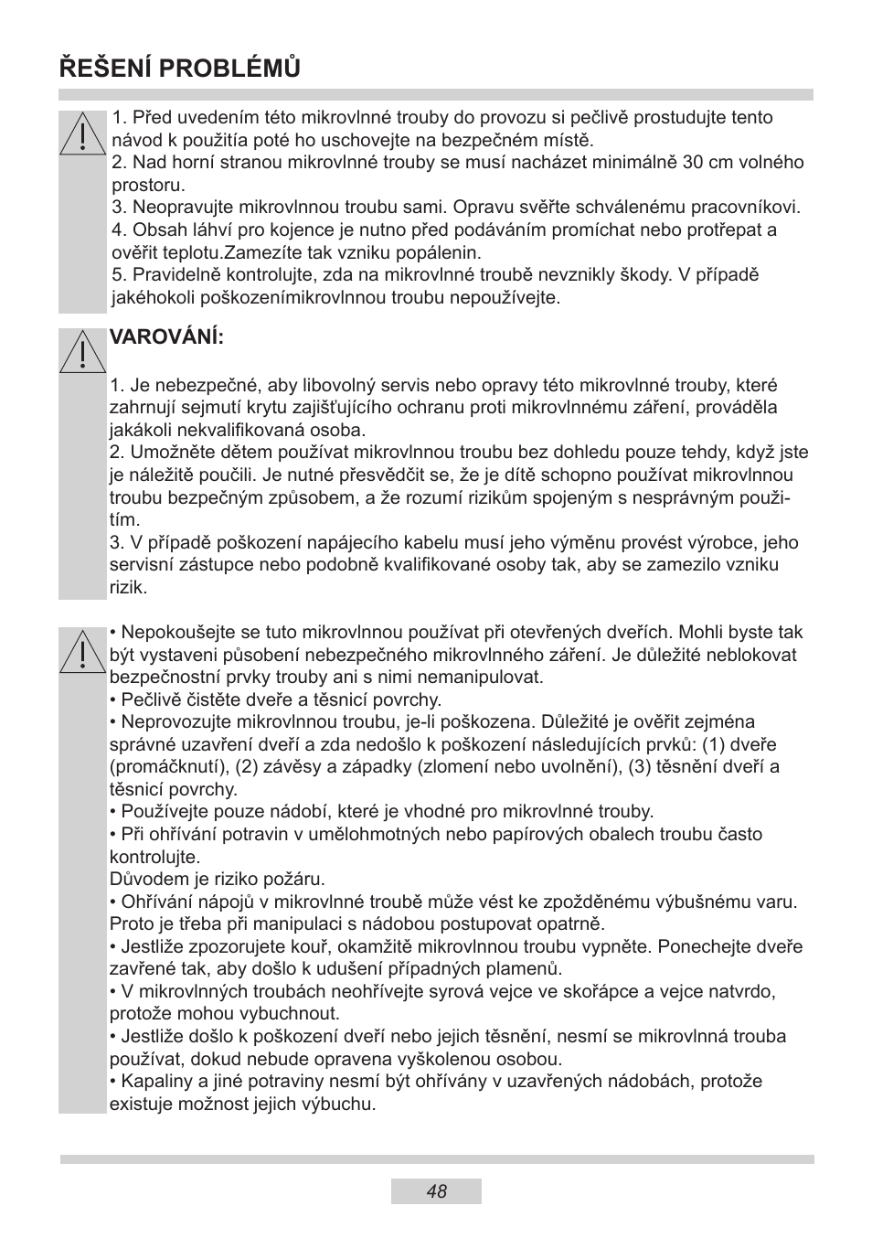 Řešení problémů | AMICA EMW 13180 E DE User Manual | Page 48 / 116