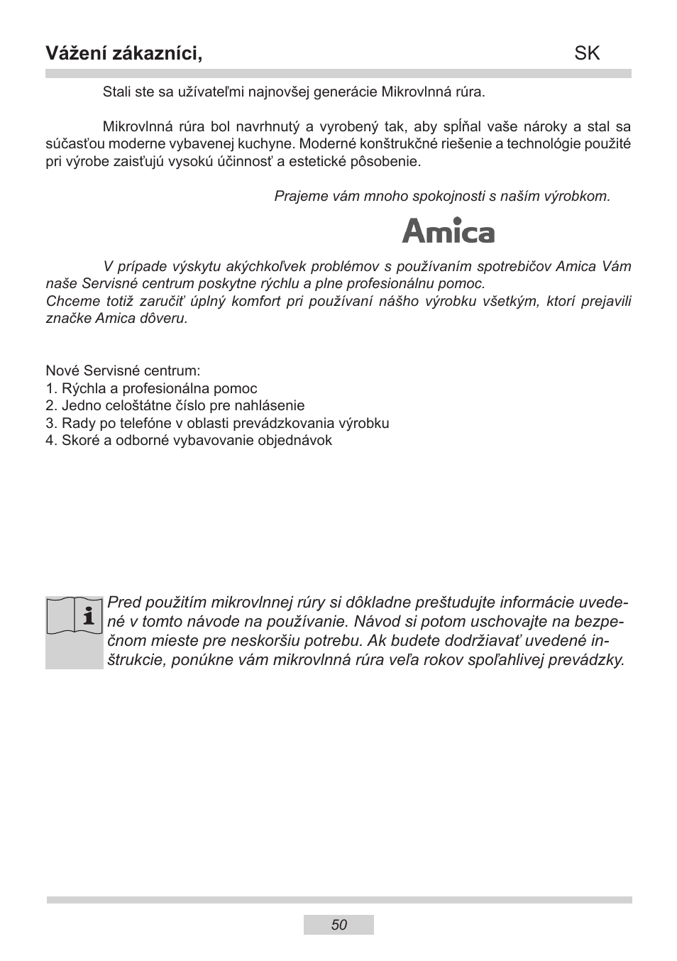 Vážení zákazníci | AMICA EMW 13180 E DE User Manual | Page 50 / 116