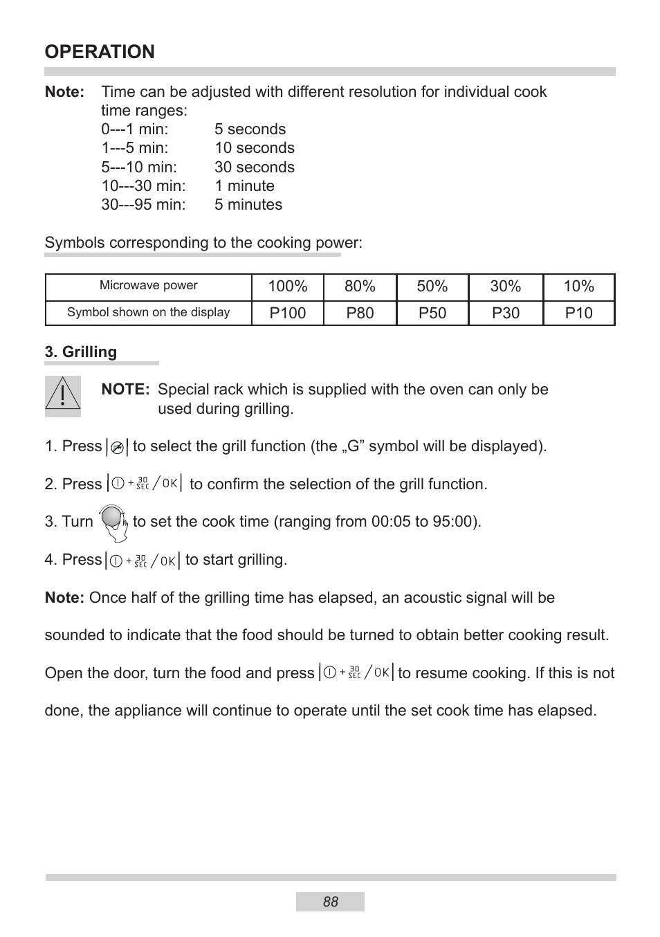 Operation | AMICA EMW 13180 E DE User Manual | Page 88 / 116
