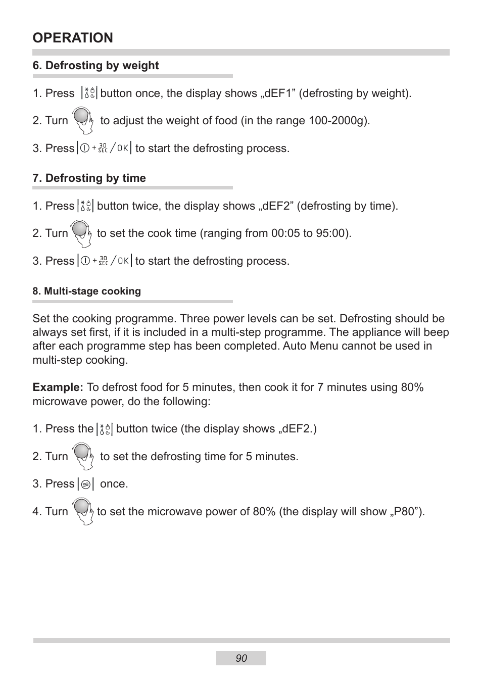 Operation | AMICA EMW 13180 E DE User Manual | Page 90 / 116