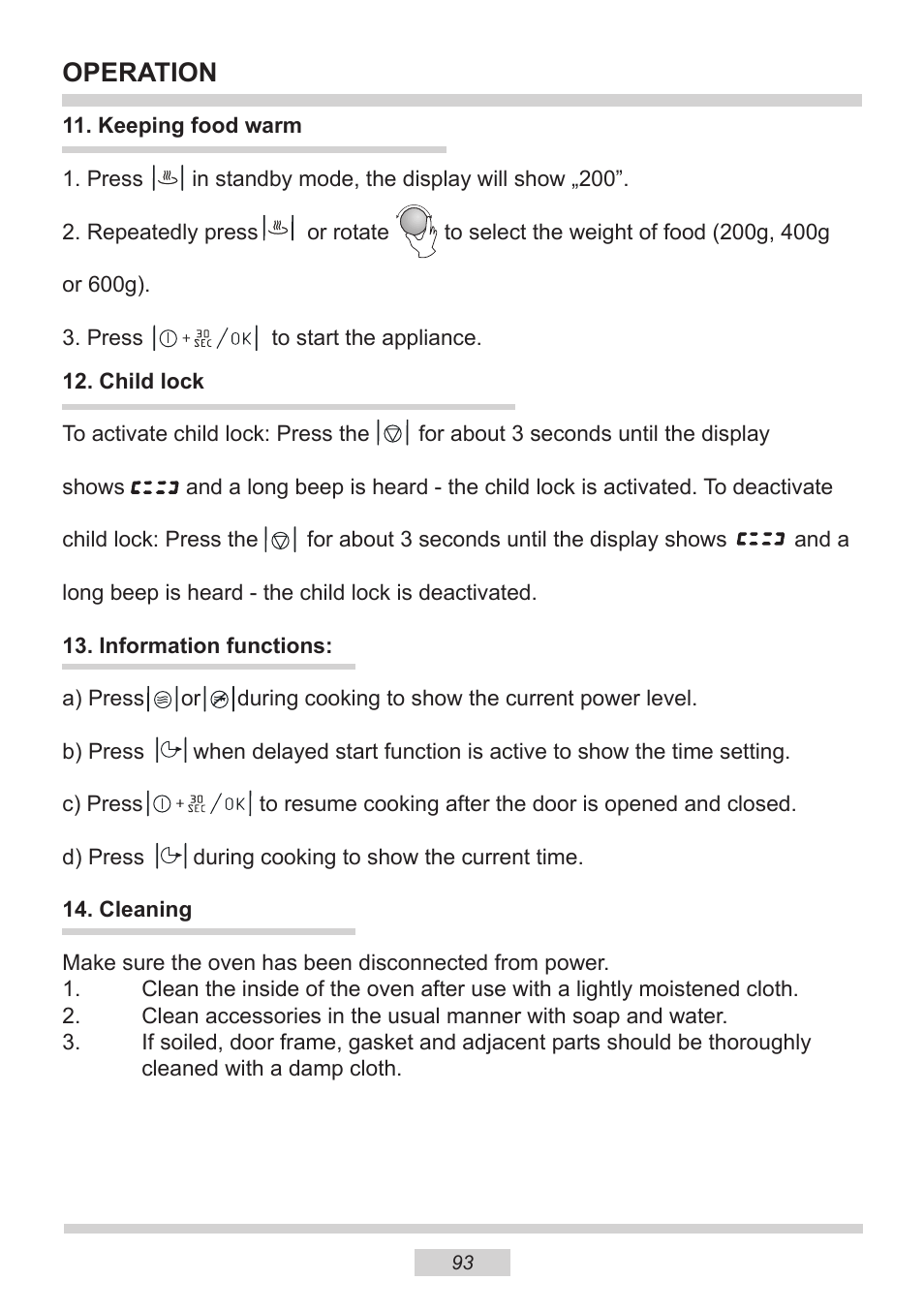 Operation | AMICA EMW 13180 E DE User Manual | Page 93 / 116