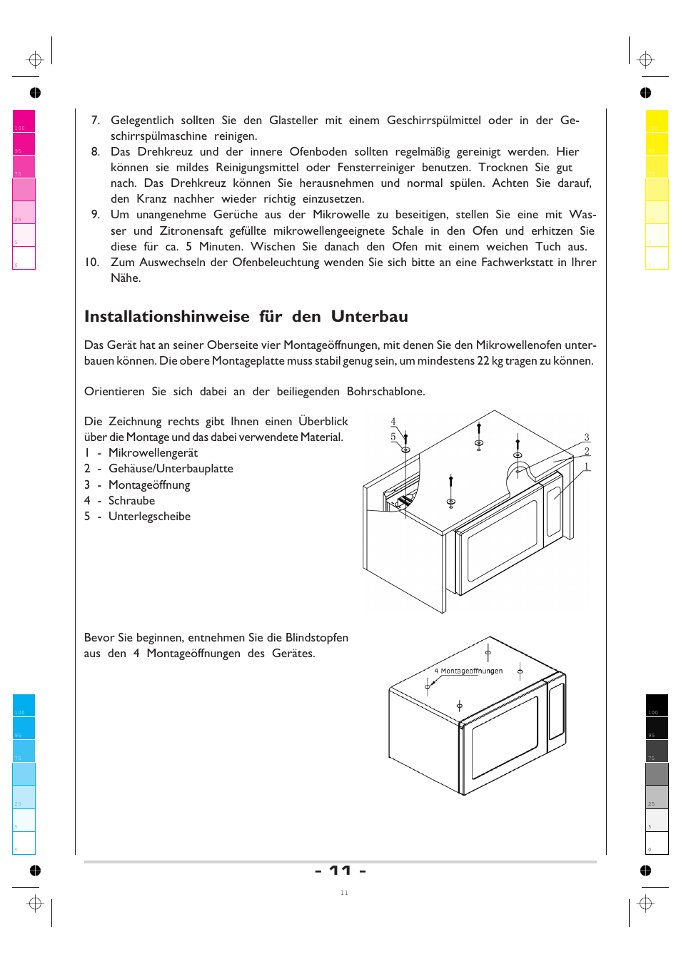 Installationshinweise für den unterbau | AMICA MW 13150 W DE User Manual | Page 11 / 132