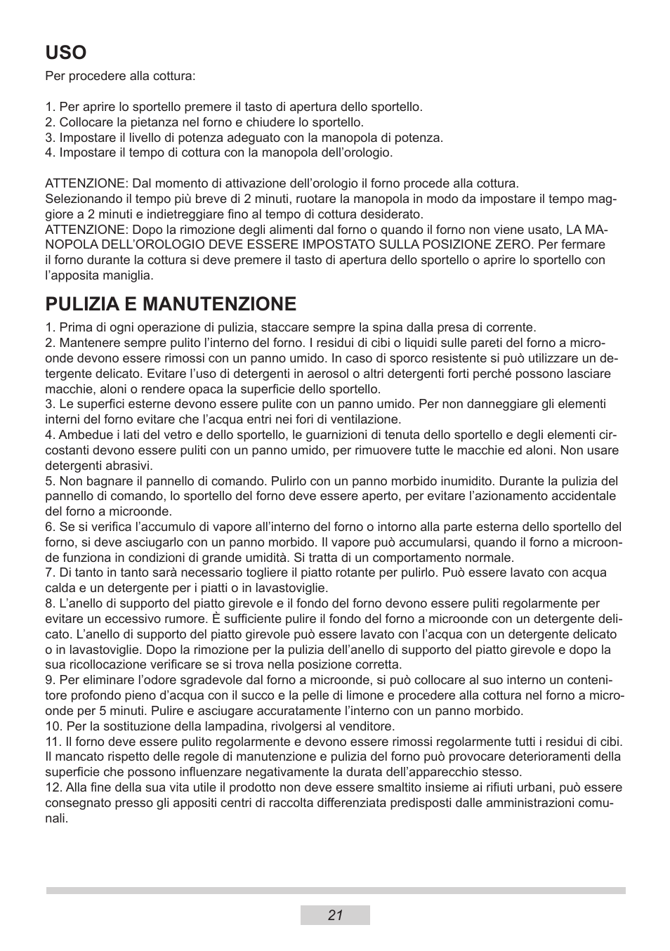 Pulizia e manutenzione | AMICA MW 13150 W DE User Manual | Page 117 / 132