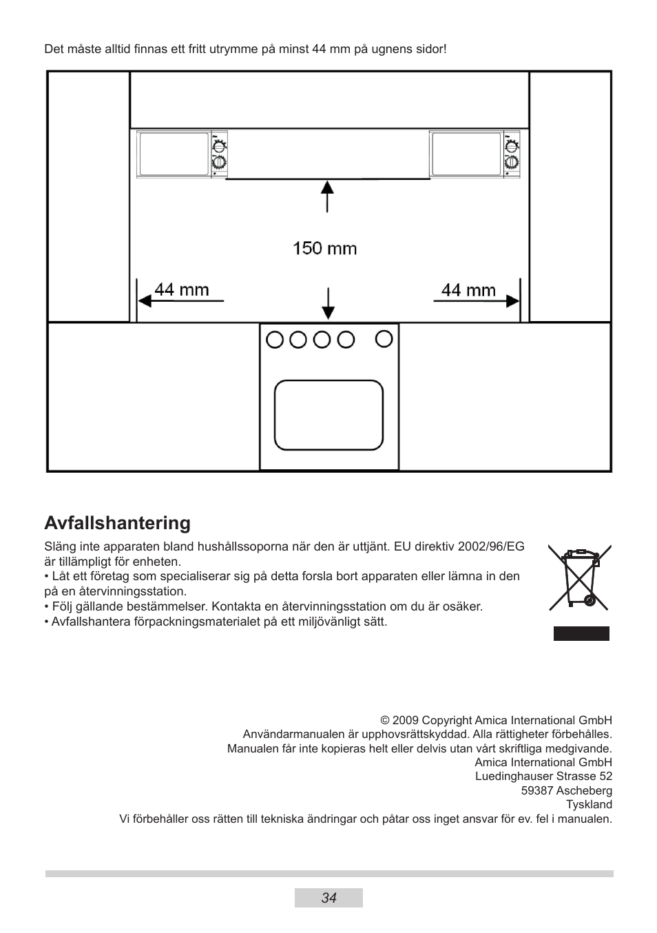 Avfallshantering | AMICA MW 13150 W DE User Manual | Page 130 / 132