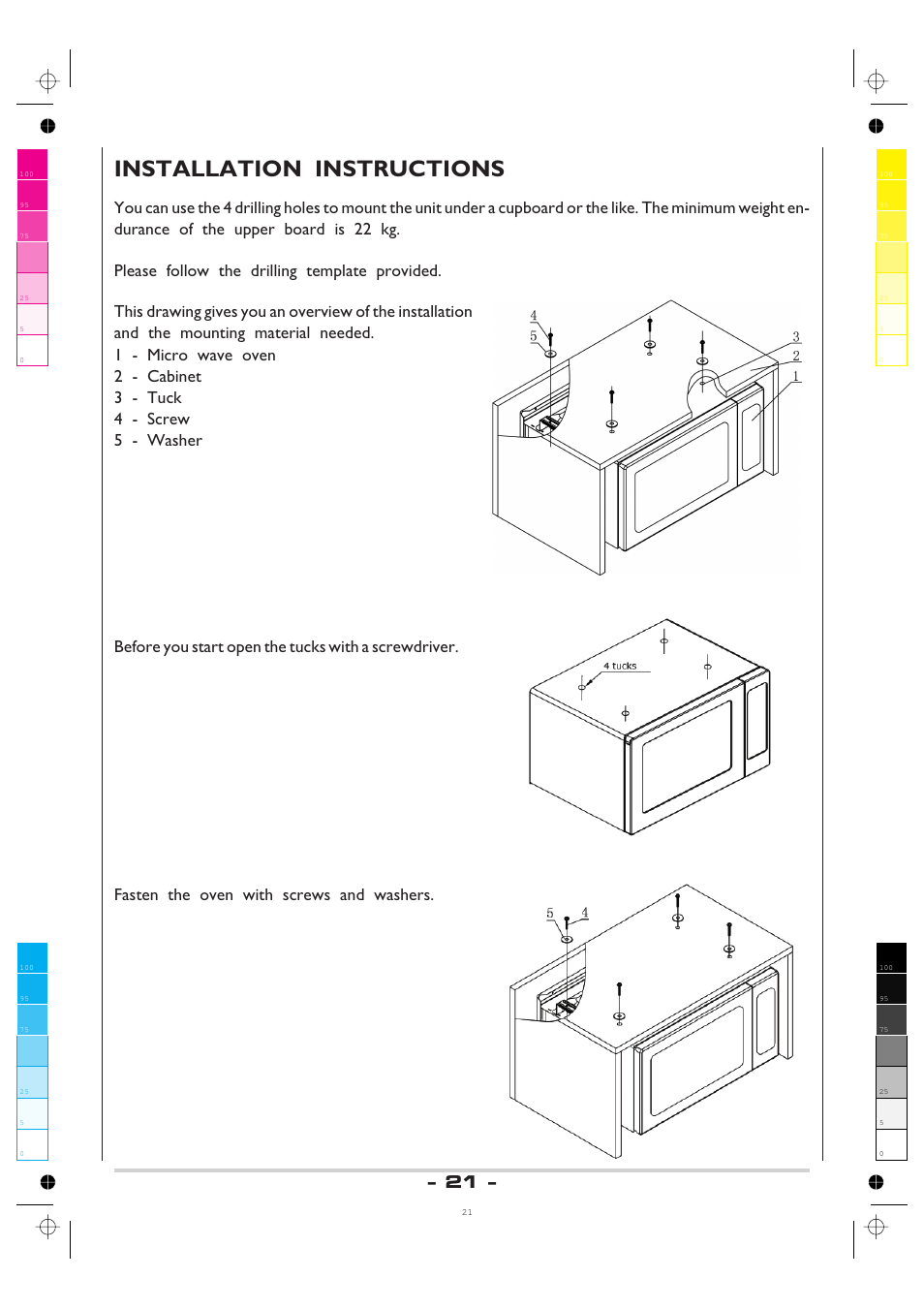 Installation instructions | AMICA MW 13150 W DE User Manual | Page 21 / 132
