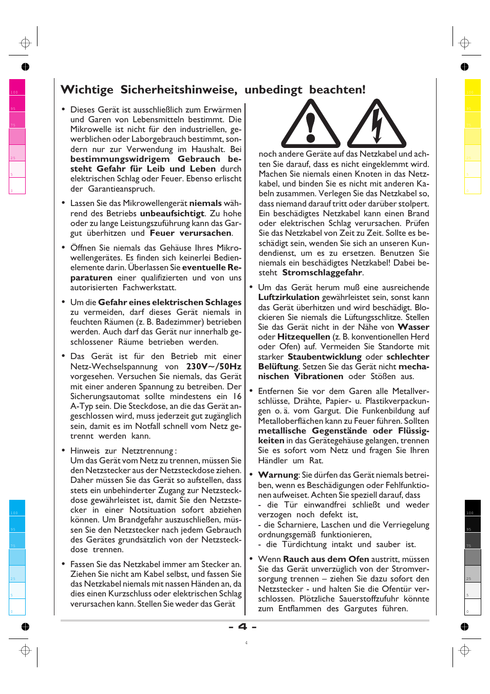 Wichtige sicherheitshinweise, unbedingt beachten | AMICA MW 13150 W DE User Manual | Page 4 / 132